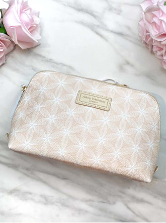 Bumble Bee Floral Large Cosmetic Case - Nude/Ivory 